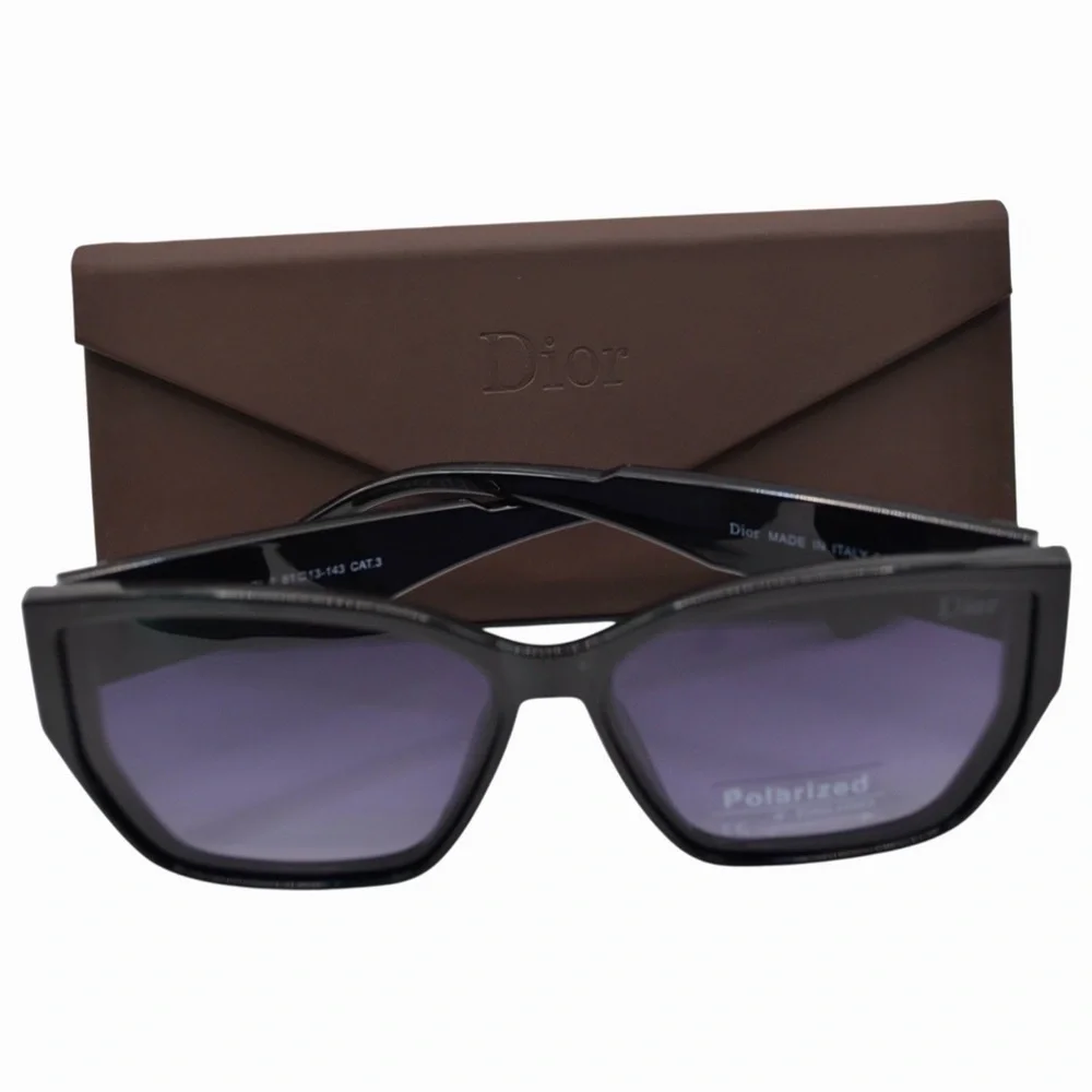Dior Women’s Sunglasses | Black & White Temples | Gray/Purple Gradient Polarized - Picture 4 of 16